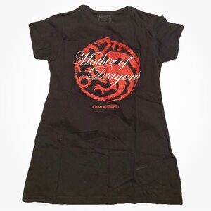 Black Game of Thrones Mother of Dragon Juniors Tee Shirt, Large, 100% Cotton